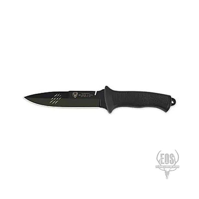 KNIVES - CUDEMAN - DROP POINT, 15CM ANODIZED BLACK BLADE, RUBBER HANDLE, W/SHEATH Shoalhaven Shooting