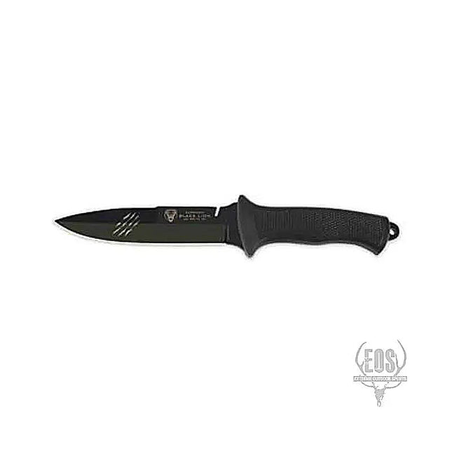 KNIVES - CUDEMAN - DROP POINT, 15CM ANODIZED BLACK BLADE, RUBBER HANDLE, W/SHEATH (BLACK LION EDITION) Shoalhaven Shooting