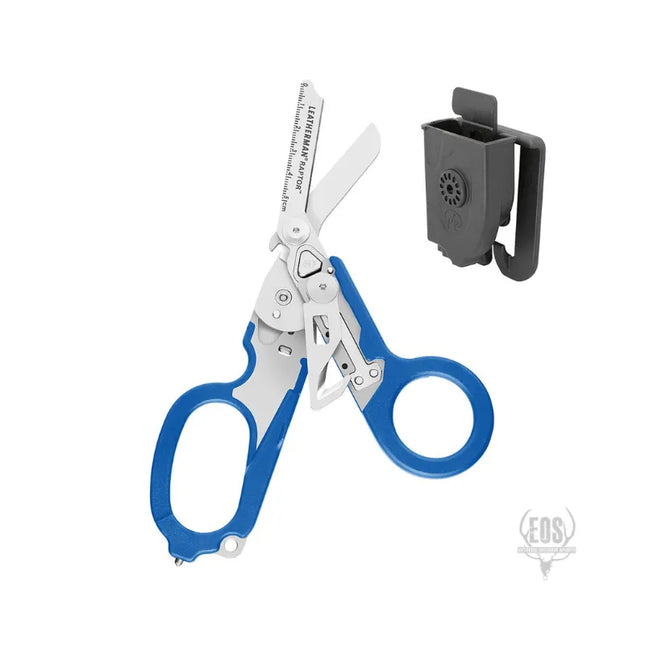 KNIVES - LEATHERMAN RAPTOR RESCUE BLUE HANDLES WITH UTILITY HOLSTER Shoalhaven Shooting