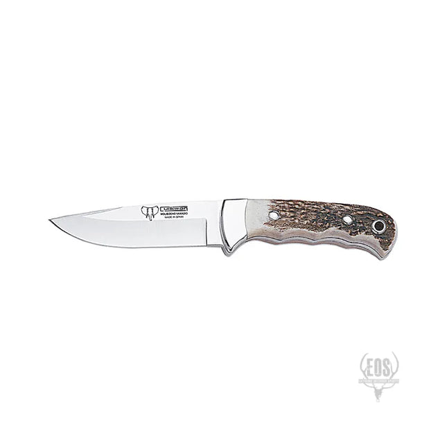 KNIVES - CUDEMAN – SKINNER 11CM DROP POINT BLADE, POLISHED DEER ANTLER HANDLE / LEATHER SHEATH 2 Shoalhaven Shooting