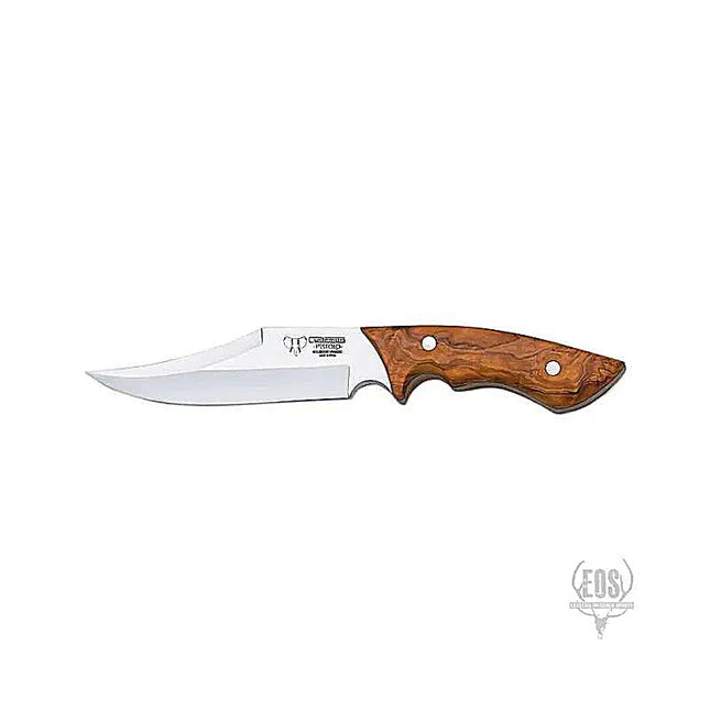 KNIVES - CUDEMAN CLIP POINT 16CM SATIN FINISH BLADE SATIN OLIVE WOOD HANDLE HANDLE LEATHERN SHEATH Shoalhaven Shooting