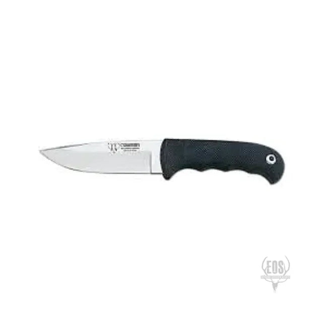 KNIVES - CUDEMAN – SKINNER 11CM DROP POINT BLADE, BLACK RUBBERISED / LEATHER SHEATH Shoalhaven Shooting