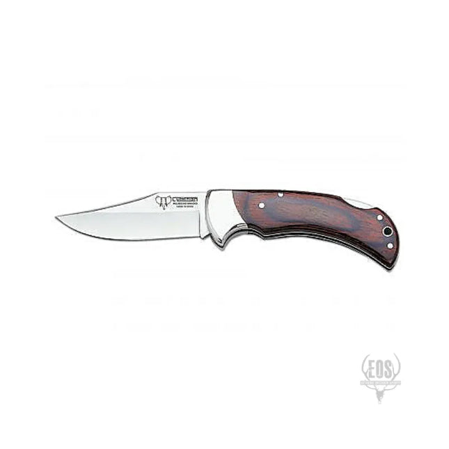 KNIVES - CUDEMAN – FOLDING SKINNER 9.5CM DROP POINT BLADE, POLISHED STAMIN WOOD HANDLE / NO SHEATH Shoalhaven Shooting