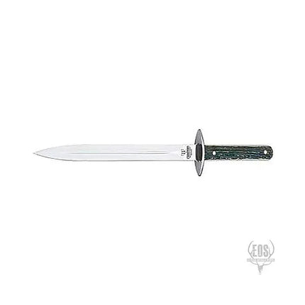 KNIVES - CUDEMAN PIG STICKER 31CM SATIN FINISH BLADE POLISHEDDEER STAG HANDLE/LEATHER SHEATH Shoalhaven Shooting