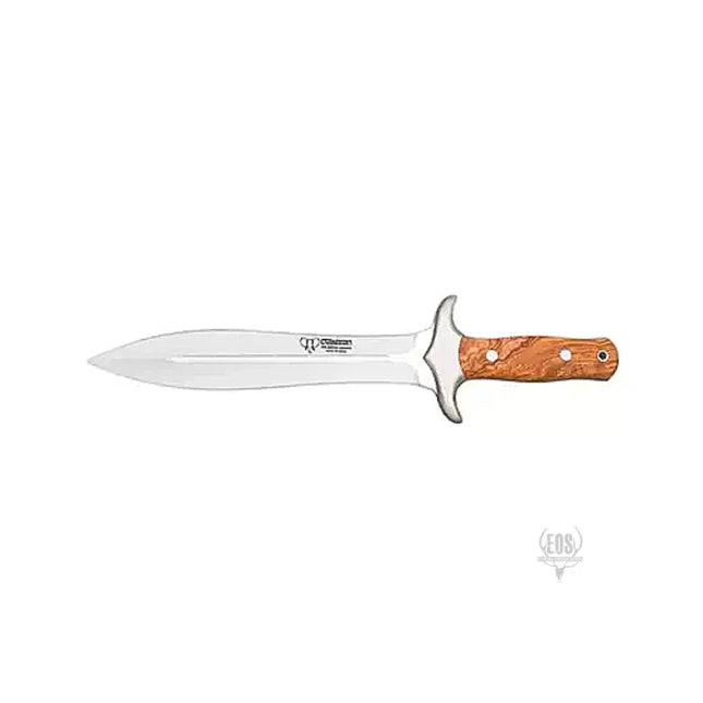 KNIVES - CUDEMAN SPEAR POINT 24CM SATIN FINISH BLADE SATIN OLIVE TREE WOOD HANDLE/ LEATHER SHEATH Shoalhaven Shooting