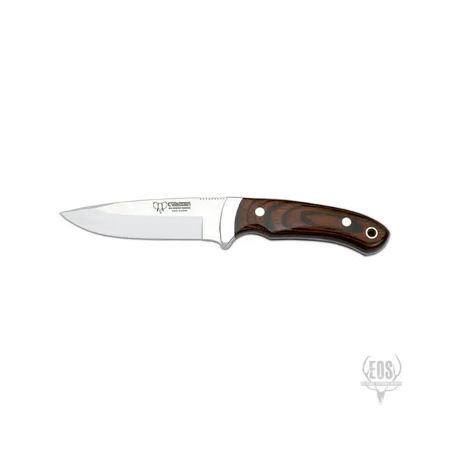 KNIVES - CUDEMAN – SKINNER 11CM DROP POINT BLADE, POLISHED RED STAMIN WOOD / LEATHER SHEATH Shoalhaven Shooting