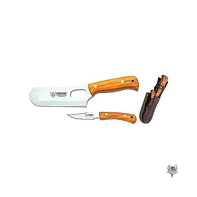 KNIVES - CUDEMAN – MACHETTE/SKINNER COMBO, SATIN OLIVE HANDLE / LEATHER SHEATH Shoalhaven Shooting