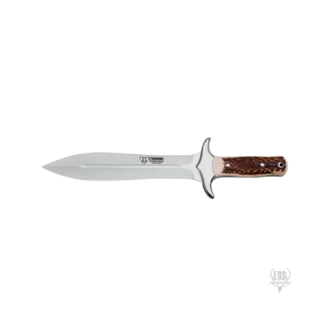 KNIVES - CUDEMAN SPEAR POINT 24CM SATIN FINISH BLADE POLISHED DEER STAG HANDLE /LEATHER SHEATH Shoalhaven Shooting
