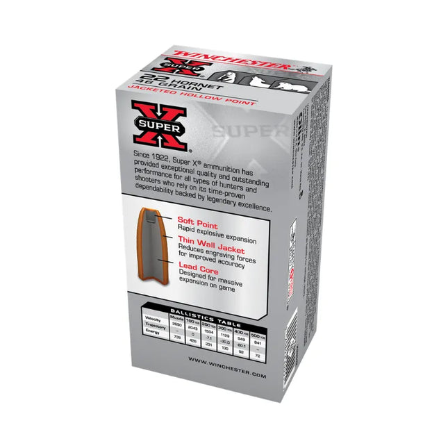 WINCHESTER 22 HORNET 46GR HP - 50PK