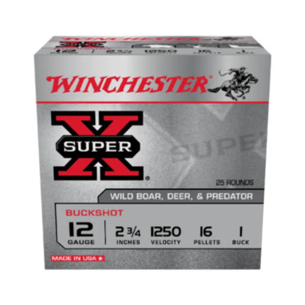 WINCHESTER AMMO BUCKSHOT 12G 1 BUCK 2-3/4" 16 PELLET