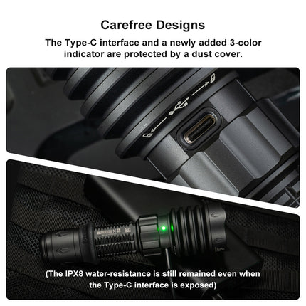 OLIGHT WARRIOR X 4 KIT REACHARGABLE LED TORCH TACTICAL FLASH LIGHT HUNTING KIT COLOUR - MATTE BLACK