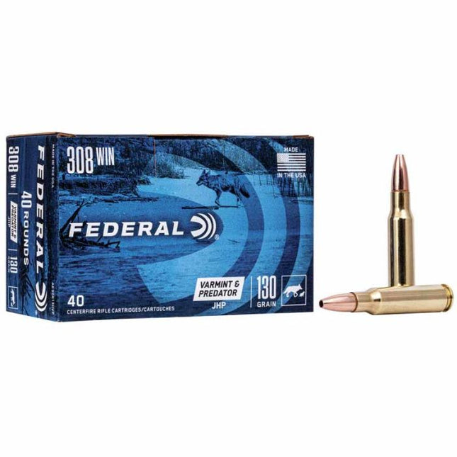 FEDERAL AMMO 308 WIN 130GR HP AE VARMINT 40 PK